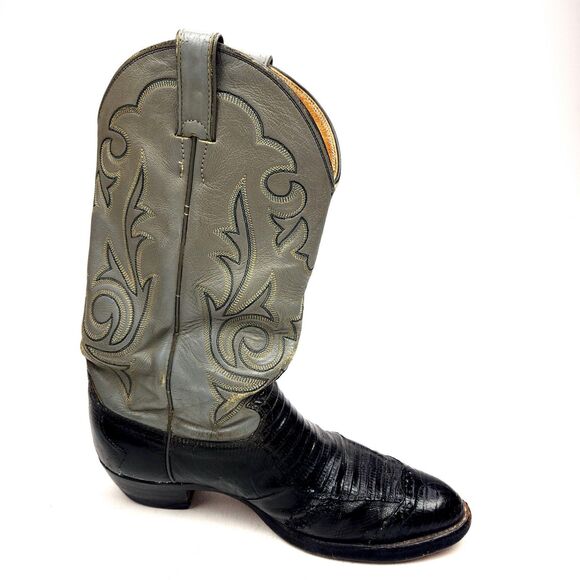 Justin Patchwork Cowboy Boots Exotic Teju Lizard Reptile Men’s 9 D Western main image 6